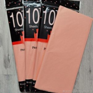 Бумага тишью, 51х66 см, 17 г/м2, набор (10 шт) Персиковый, (51 x 66, Персиковый)