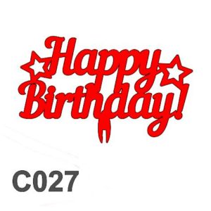 Топпер деревянный в букет цветов "Happy Birthday" 10шт. (красный)